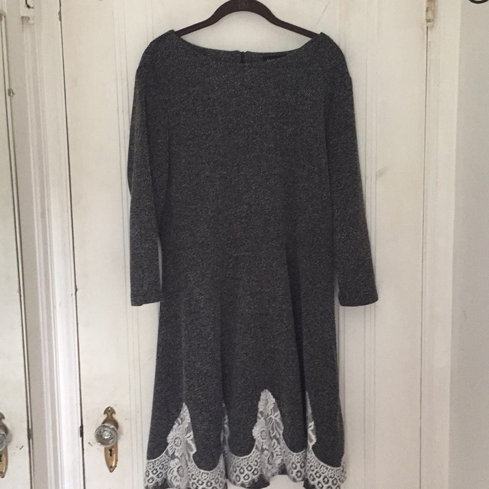 Black & Cream Tweed Lace Dress